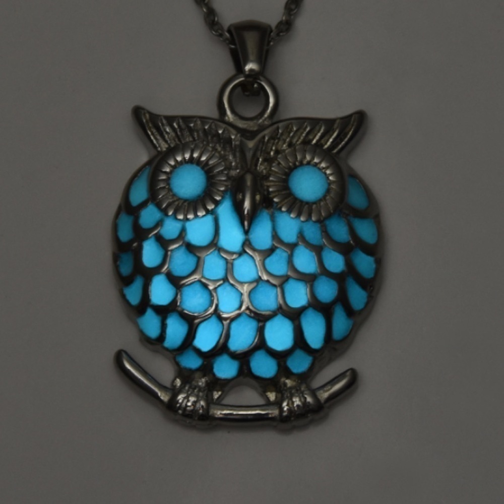Night Glow Chroma Owl Pendant Necklace
